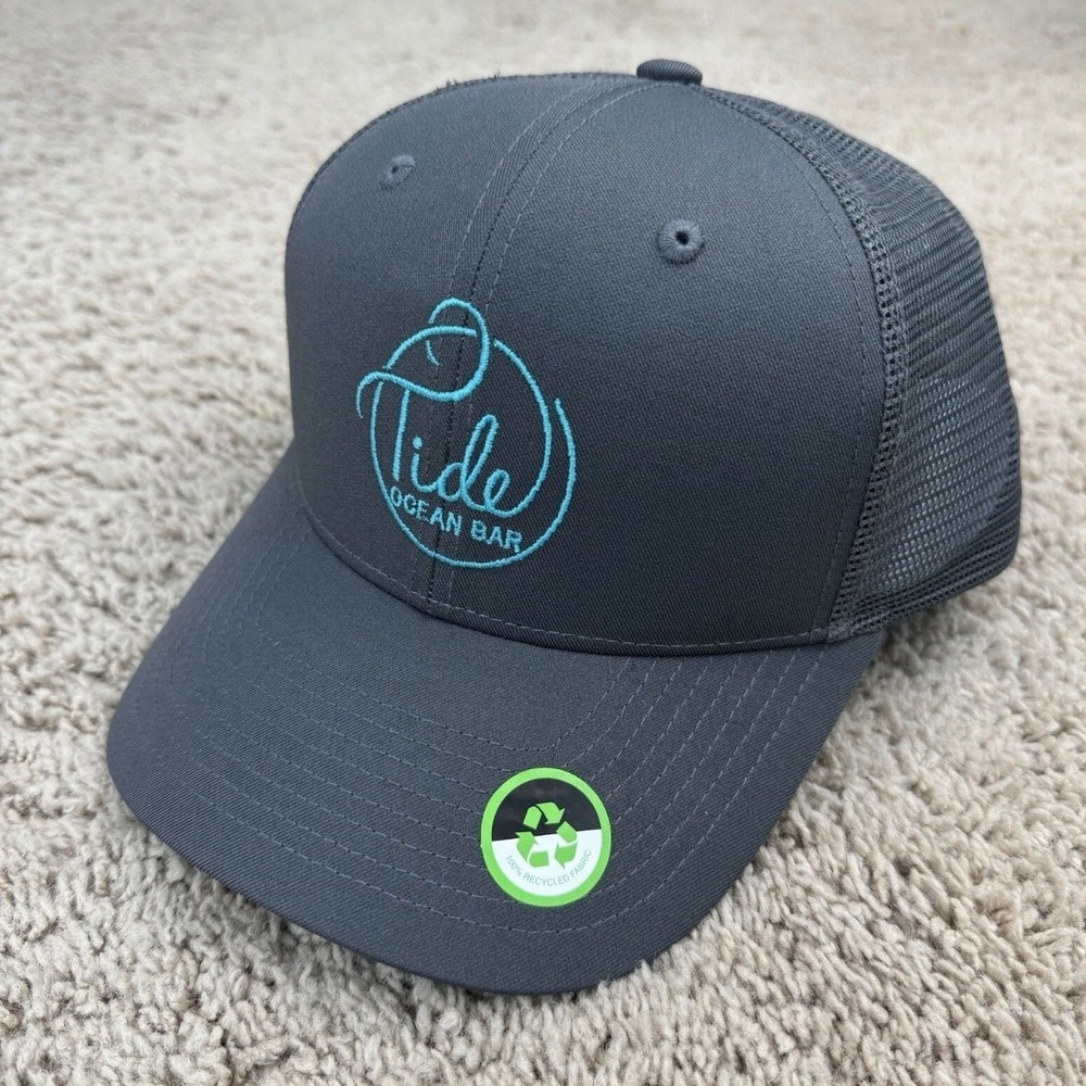 Tide Ocean Bar Trucker Hat Charcoal Grey Recycled Snapback Port Authority Cap‎